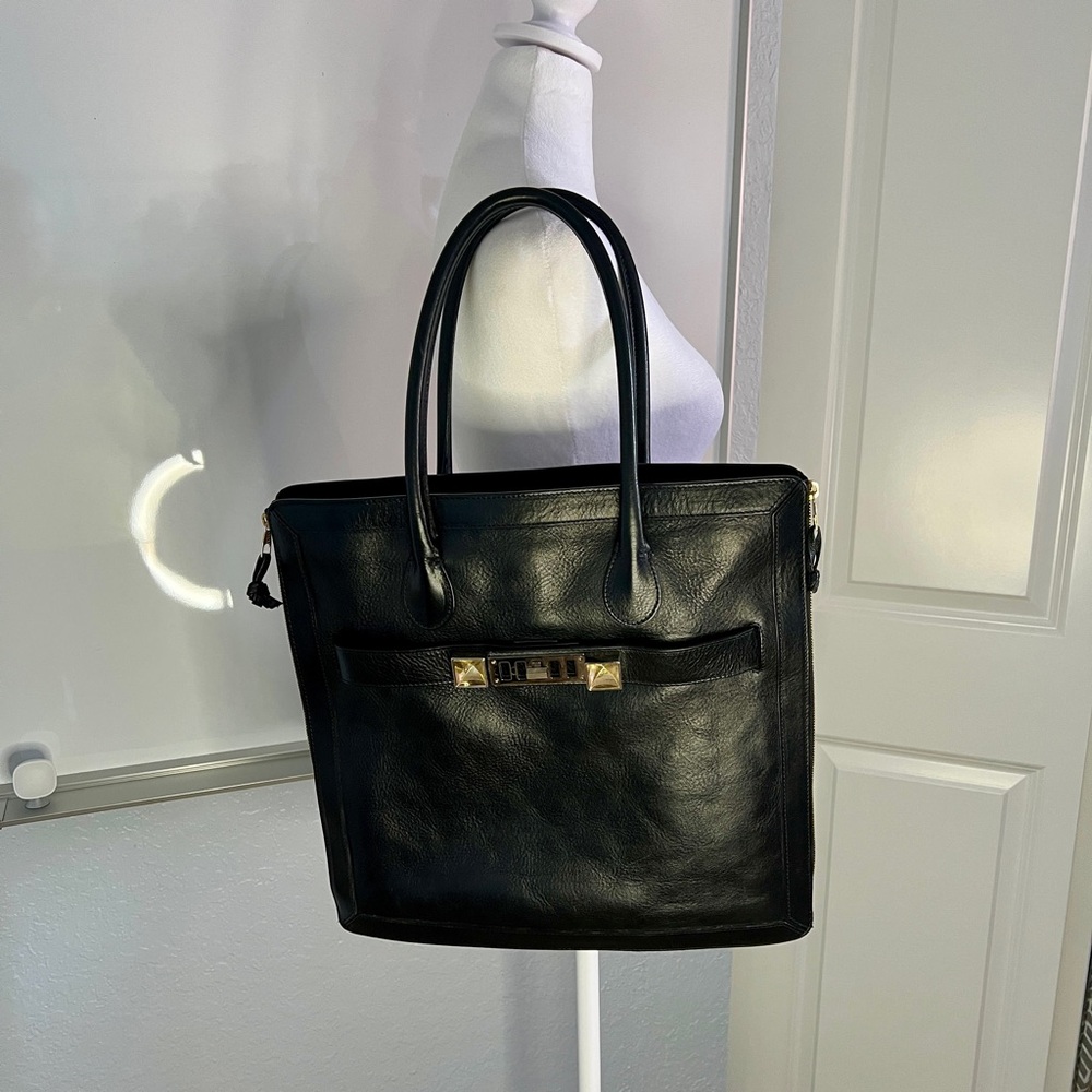 Proenza Schouler PS11 Black Pebble Leather Shoulder Tote 16x16 - Picture 11 of 12